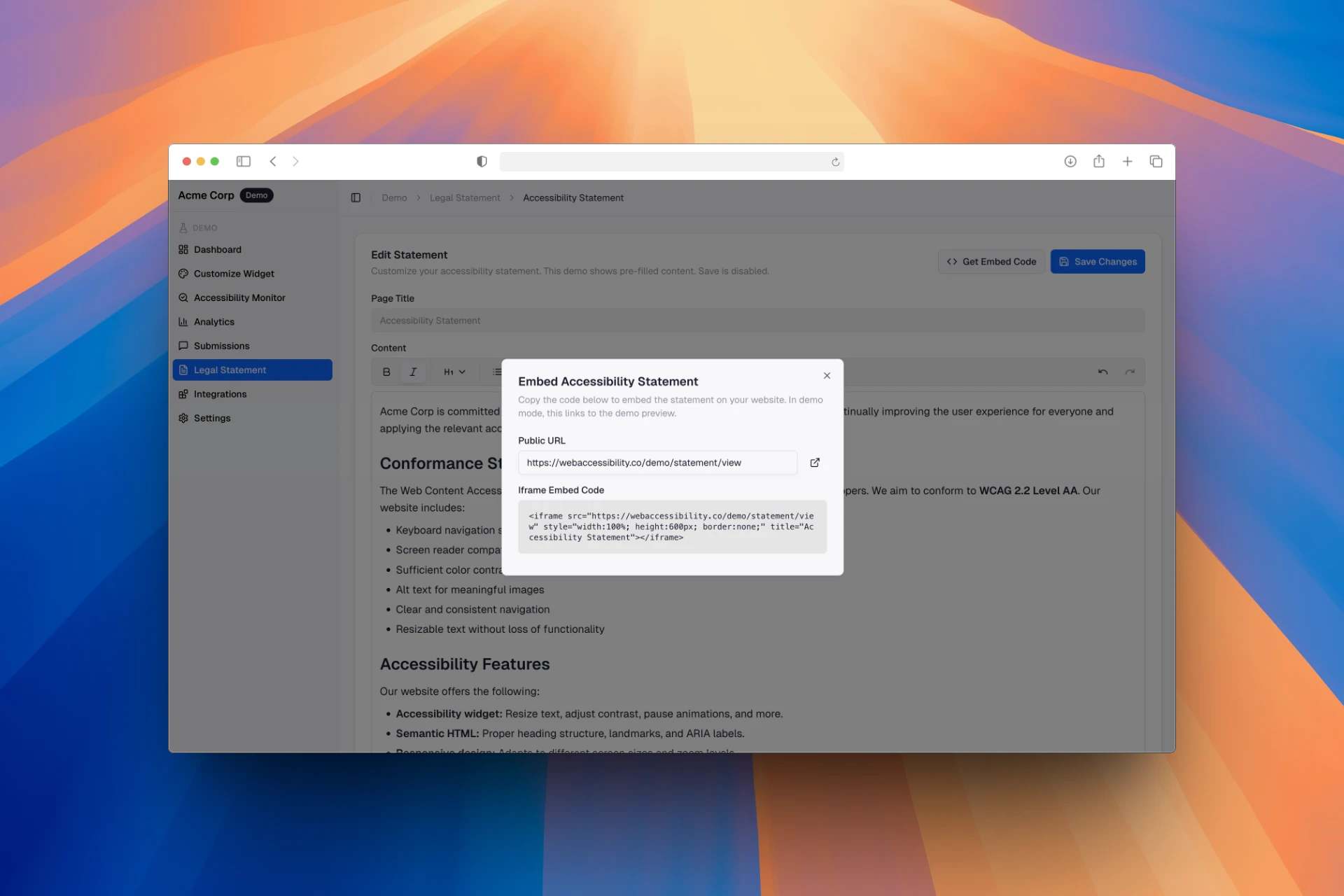 Accessibility Statement feature preview